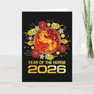 Cartão Ano Novo Chinês 2026 Ano Do Cavalo Feliz Ano Novo 