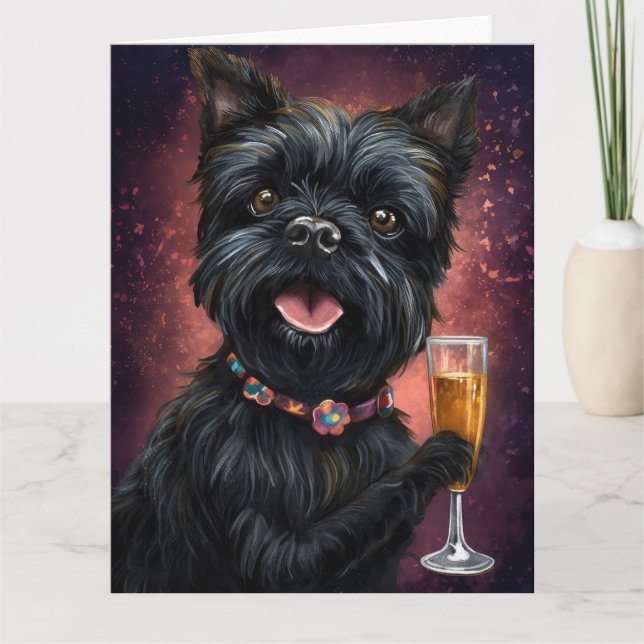 Cartão Ano Novo do Affenpincher (Frente)