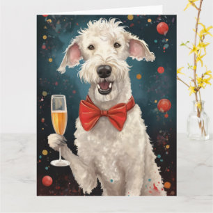 Cartão Ano Novo do Bedlington Terrier