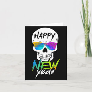 Cartão Ano Novo Feliz Caveira Abstrata