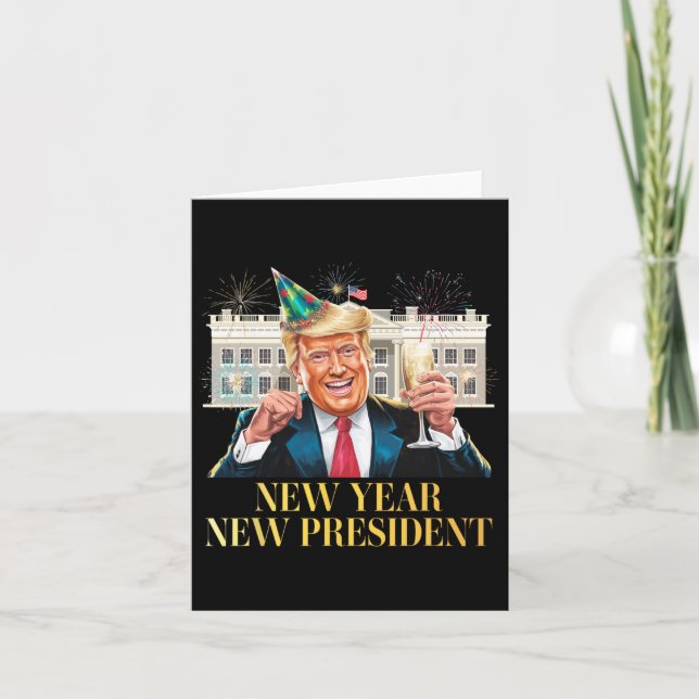Cartão Ano Novo Presidente Funny Trump Véspera de ano nov (Frente)