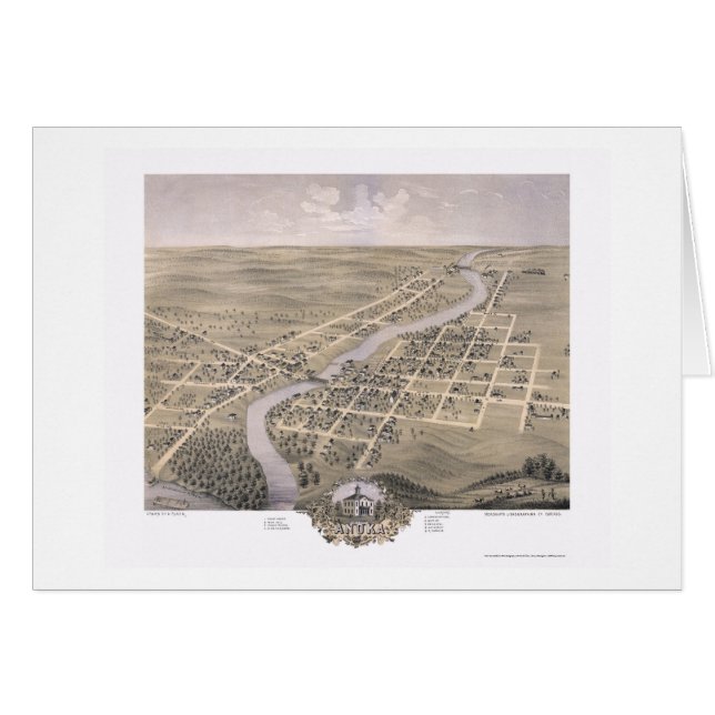 Cartão Anoka, mapa panorâmico do manganês - 1869 (Frente Horizontal)