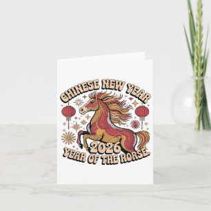Cartão Anos novos chineses 2026 Cavalo Lunar Zodiac Decor