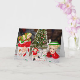 Cartão Anos novos de Natal Vintage do século Médio Kitsch