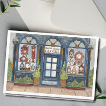 Anos novos Vintage Clock Compro Watercolor