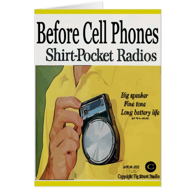 Cartão Antes do telefone celular, rádios de transistor (Frente)