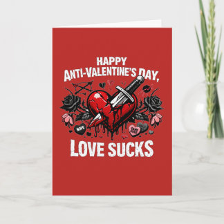 Cartão Anti-San-Valentim Amor É uma Droga Adaga de Coraçã