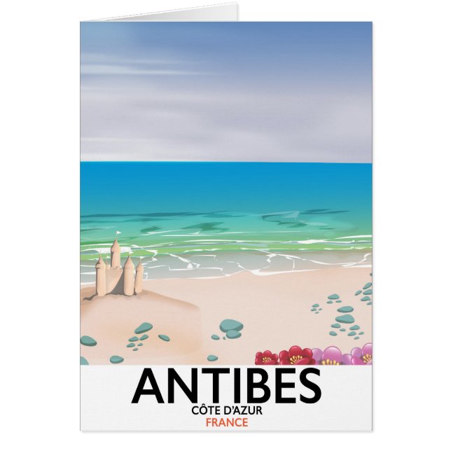 Cartão Antibes France Beach poster (Frente)