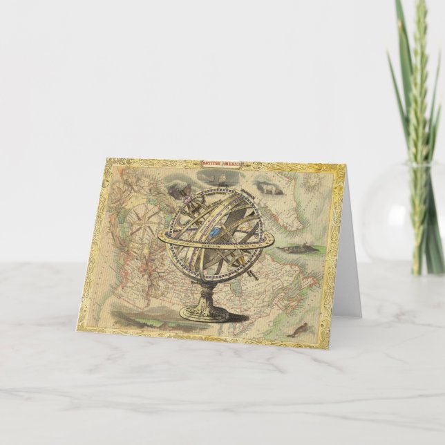 Cartão Antiga América Britânica Explora o Mapa de Bens Po (Frente)