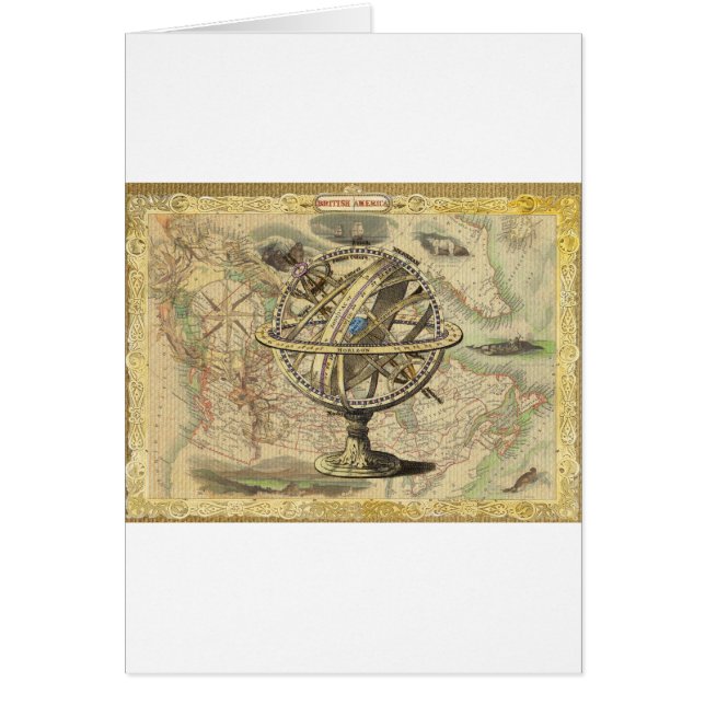 Cartão Antiga América Britânica Explora o Mapa de Bens Po (Frente)
