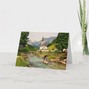 Cartão Antiga Igreja e Ponte na Baviera, Alemanha