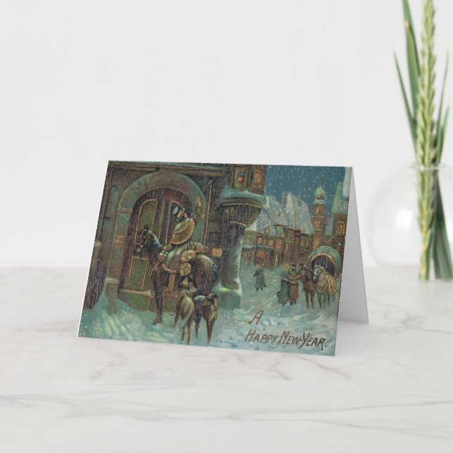 Cartão antigo do feliz ano novo (Frente)