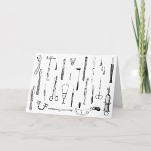 cartão antigo dos instrumentos médicos