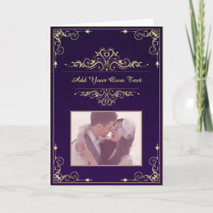 Cartão Antigo Ornate Elegante Roxo Foto Personalizada