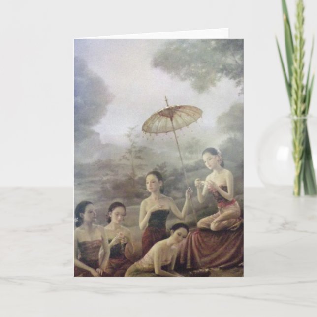 Cartão antigo tailandês do impressão do estilo (Frente)