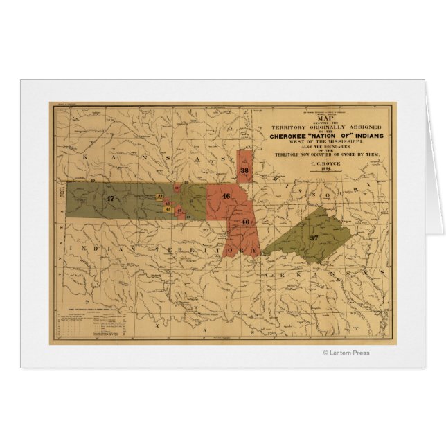 Cartão Antigos limites da "Nação dos" índios Cherokee (Frente Horizontal)