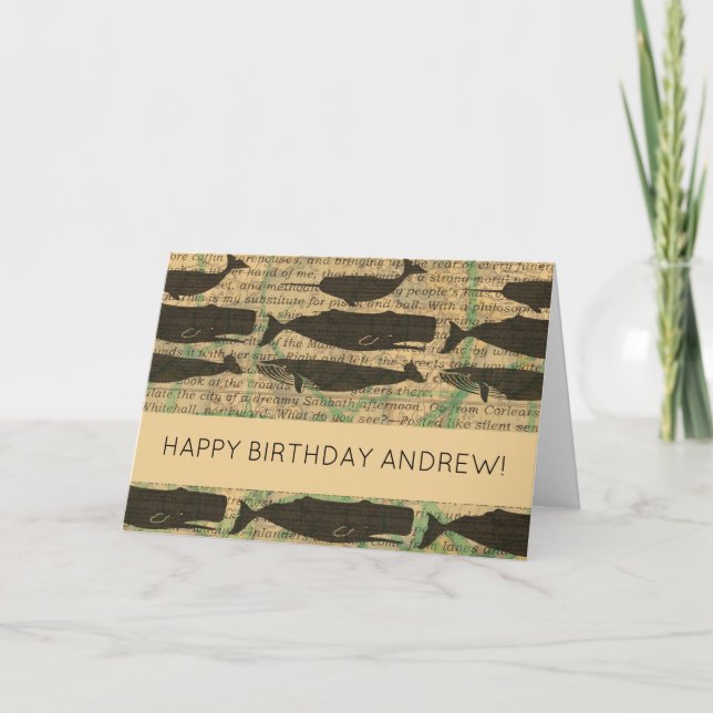 Cartão Antiguidade Náutica Para Baleia: Vida Vintage no M (Frente)