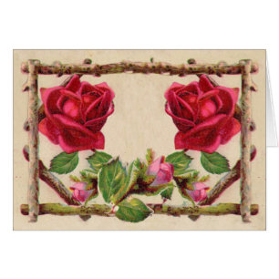 Cartão Antiguidade Vitorítica Vintage rosa rustica