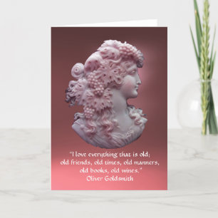 CARTÃO ANTIQUE CAMEO,LADY WITH GRAPES ,WINE QUOTE