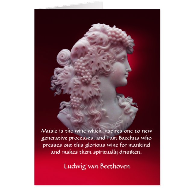 CARTÃO ANTIQUE CAMEO,SENHORA COM UVAS,COTAÇÃO MÚSICA DE V (Frente)