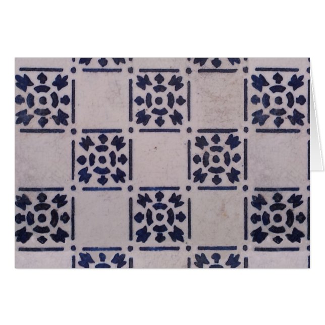 Cartão Antique Delft Azulejo Blue: Padrão Clássico de Art (Frente Horizontal)