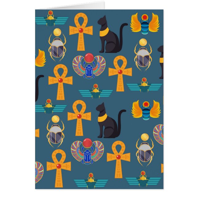 Cartão Antique Egypt Pattern, Hieroglyphics digital paper (Frente)