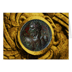 CARTÃO ANTIQUE ROMAN BRONZE MEDALLION COM GRIFFINOS DOURA