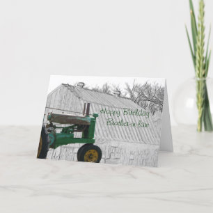 Cartão Antique Tractor and old Barn- customize it