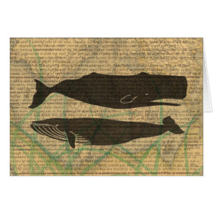 Cartão Antique Whale Nautical Sea Life