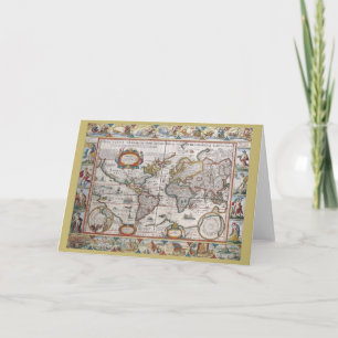 Cartão Antique World Map greeting card