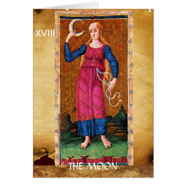 CARTÃO ANTÍQUIO RENAISSANCE TAROTS 18 / A LUA (Frente)