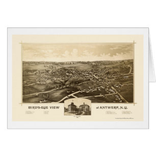 Cartão Antuérpia, mapa panorâmico de NY - 1888