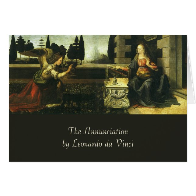 Cartão Anunciação de Leonardo da Vinci (Frente Horizontal)