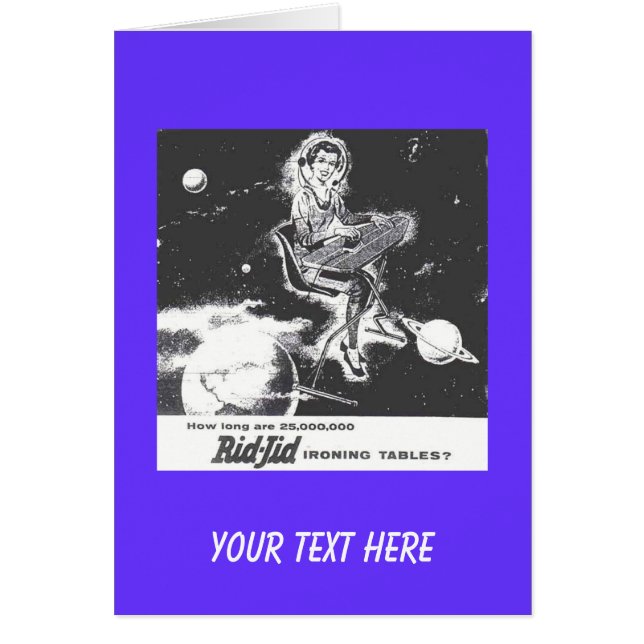 Cartão - anúncio retro da tábua de passar a ferro (Frente)