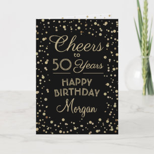 Cartão ANY Birthday Cheers Elegant Black and Gold Glitter