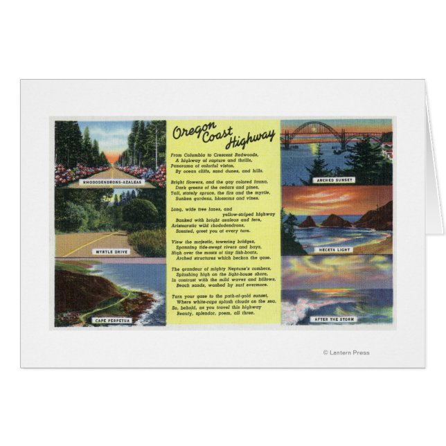 Cartão Ao longo da autoestrada do Oregon com um Poema (Frente Horizontal)
