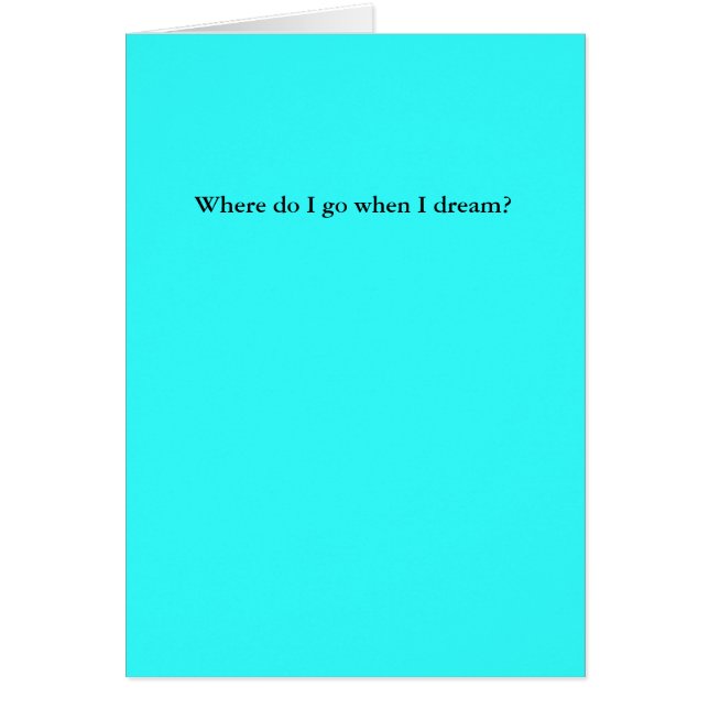 Cartão Aonde eu vou quando eu sonho? (Frente)