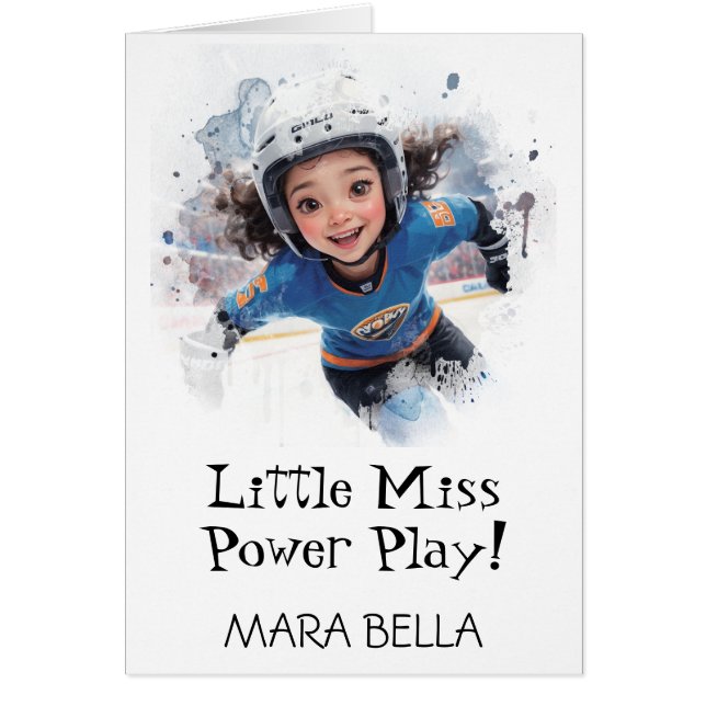 Cartão *~* AP94 9 Cute Hockey Girl Personalize Birthday (Frente)