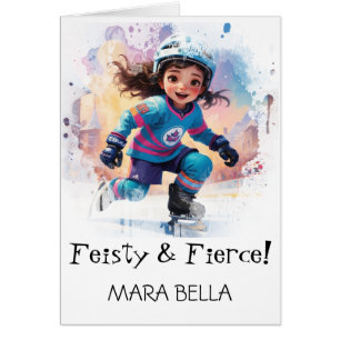 Cartão *~* AP94 Cute Hockey Girl 17 Personalize Aniversár