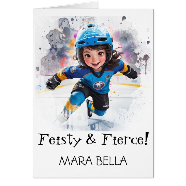 Cartão *~* AP94 Cute Hocky Girl 1 Personalize Aniversário (Frente)