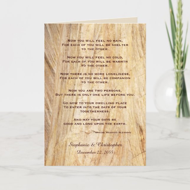 Cartão Apache Casado Bênção Sinta Sem Chuva Pedra Marrom (Frente)