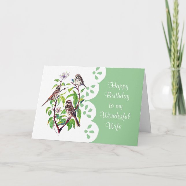 Cartão Aparência Dogwood Watercolor Wife Birthday Garden (Frente)