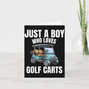 Cartão Apenas um menino que ama carrinho de golfe Carrinh