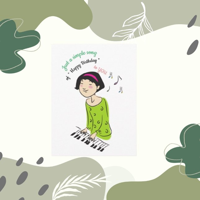 Cartão Apenas uma canção simples, garota cantando música  (Criador carregado)