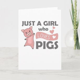 Cartão Apenas Uma Menina Que Ama Suínos Corações Rosa Pig
