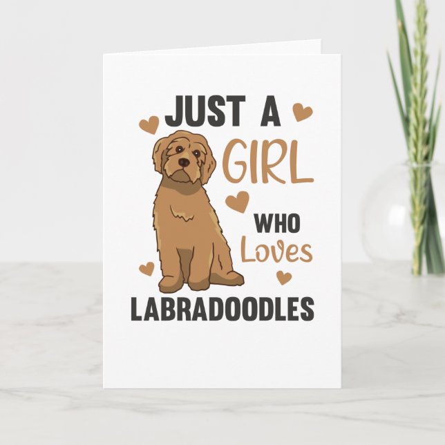 Cartão Apenas Uma Menina Que O Labradoodle Ama Cachorros (Frente)