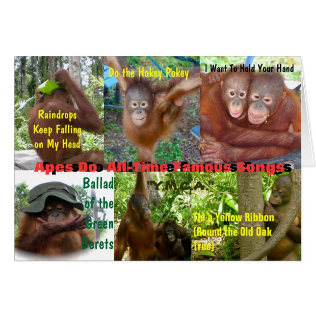 Cartão Apes Fazem Músicas Famosas O Tempo Todo (Frente horizontal)