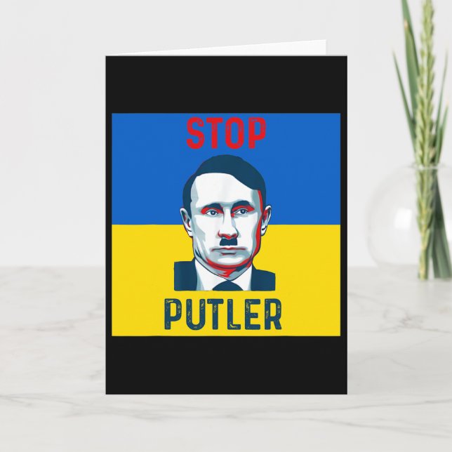 Cartão Apoie a Ucrânia Pare Putler  (Frente)