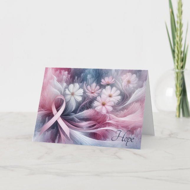 Cartão Apoio ao cancer de mama de Fita Rosa (Frente)