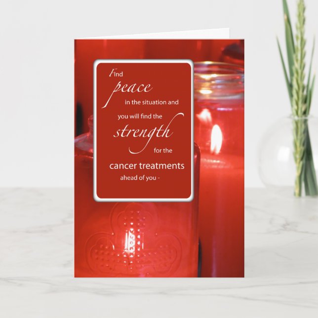 Cartão Apoio ao cancer Encorajamento Religioso Vermelho C (Frente)